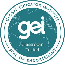 A seal that says " classroom tested ".