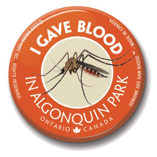 A button with an image of a mosquito on it.