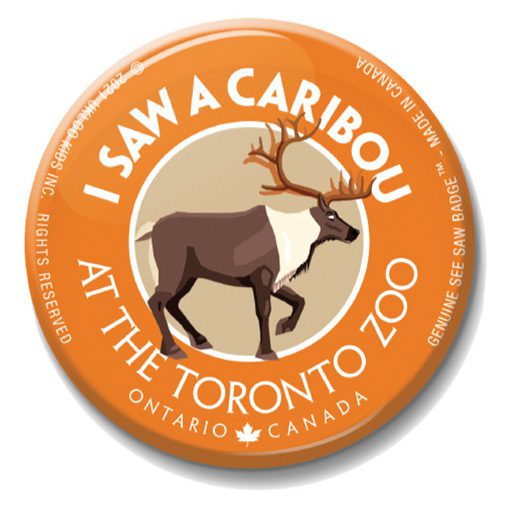 A button with an image of a caribou on it.