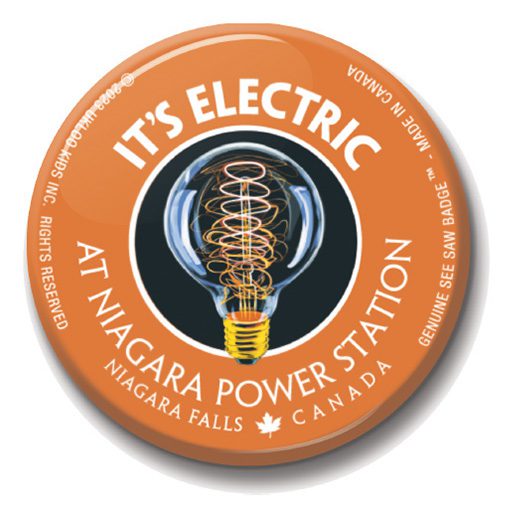 A button that says it's electric at niagara power station.