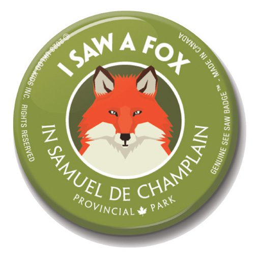 A button with an image of a fox on it.