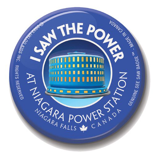 A button that says i saw the power at niagara power station.