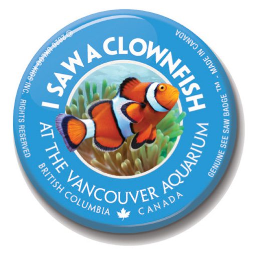 A button with an image of a clown fish.