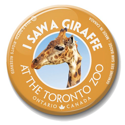 A button with an image of a giraffe on it.