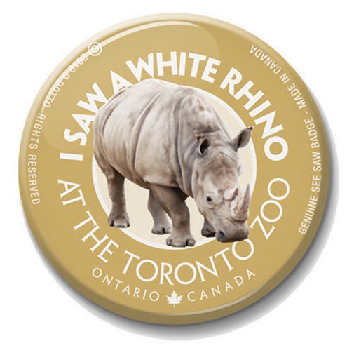 A button with an image of a rhino on it.